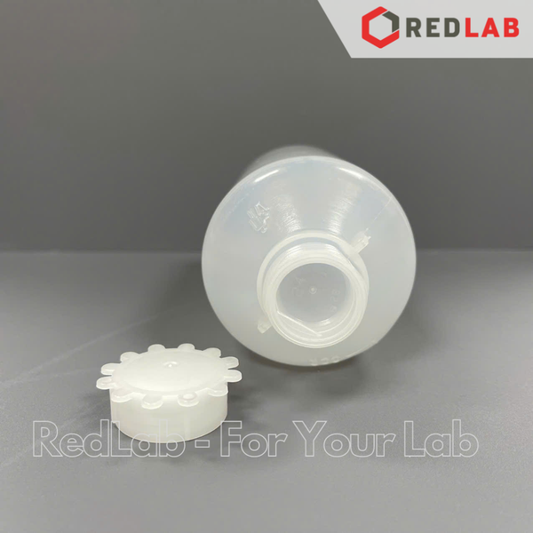 Chai nhựa PE trắng miệng hẹp, nắp vặn, chia vạch nổi KARTELL 125 250 500 1000 2000 ml, narrow neck bottle, có VAT