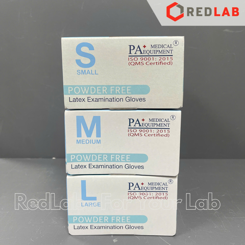 [Hộp 50 đôi] Găng tay cao su latex Không bột PA Gloves size S M L dùng trong thí nghiệm, có VAT