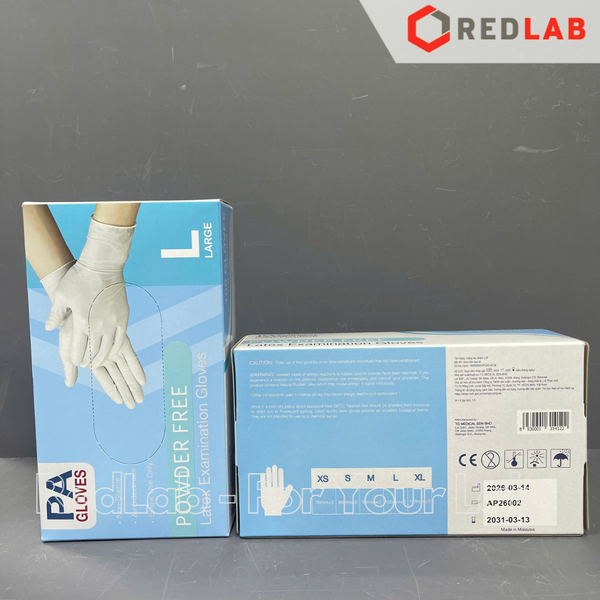 [Hộp 50 đôi] Găng tay cao su latex Không bột PA Gloves size S M L dùng trong thí nghiệm, có VAT