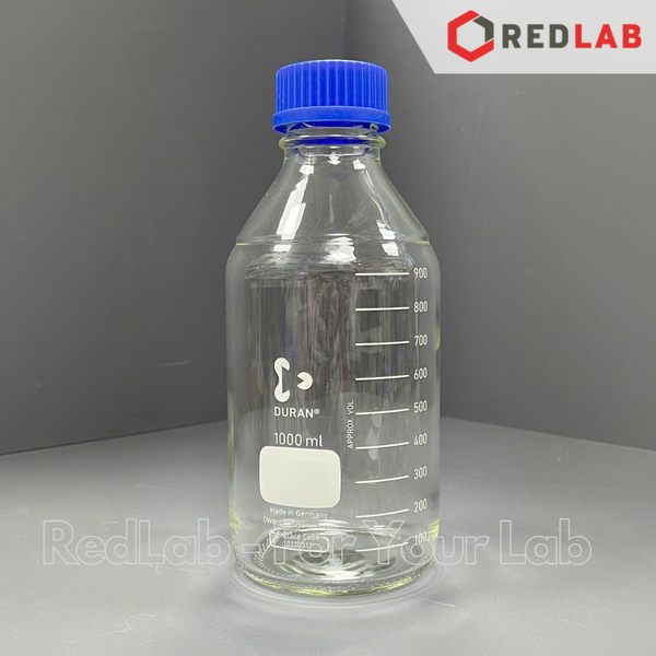 Chai trung tính trắng DURAN Class A 25 50 100 150 250 500 750 ml, 1 2 3.5 5 L nắp vặn PP xanh GL 25 32 45, có VAT