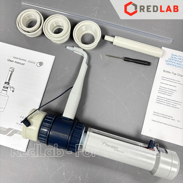 Dispenser PHOENIX Instrument 0.5-5 1-10 2.5-25 5-50 ml, bơm định lượng và phân phối mẫu thí nghiệm, có VAT