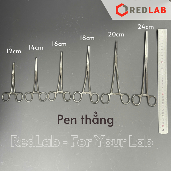 Pen / panh kẹp thẳng / cong Pakistan 12 14 16 18 20 24 cm, không mấu, có gờ, dùng trong lab thí nghiệm, có VAT