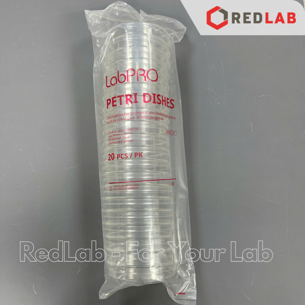 [Gói 10 cái Tiệt trùng] Đĩa Petri nhựa 90x15mm LPR90158 hãng LabPRO Thụy Sỹ, nặng 16g, chiếu xạ chuẩn ISO 11137, có VAT