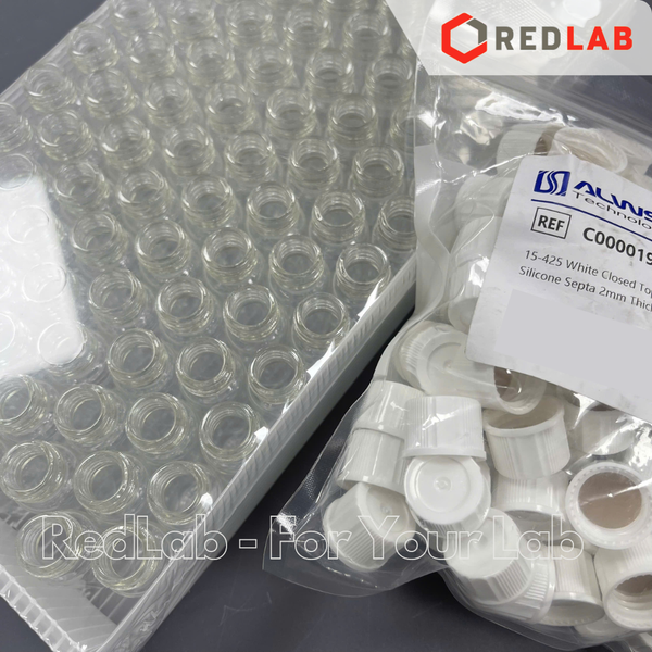 [Bộ 100 cái] ALWSCI Chai thủy tinh vial 5ML 18x40mm trắng / nâu + Nắp vặn kín nhựa PP 15-425, septa 2mm PTFE / silicone