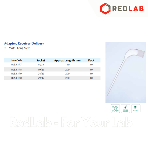 Co sừng bò BIOHALL 1 đầu nhám 29/32, 2 đầu nhám, 2 đầu nhám có hút chân không, adapter hệ chưng cất, thí nghiệm, có VAT