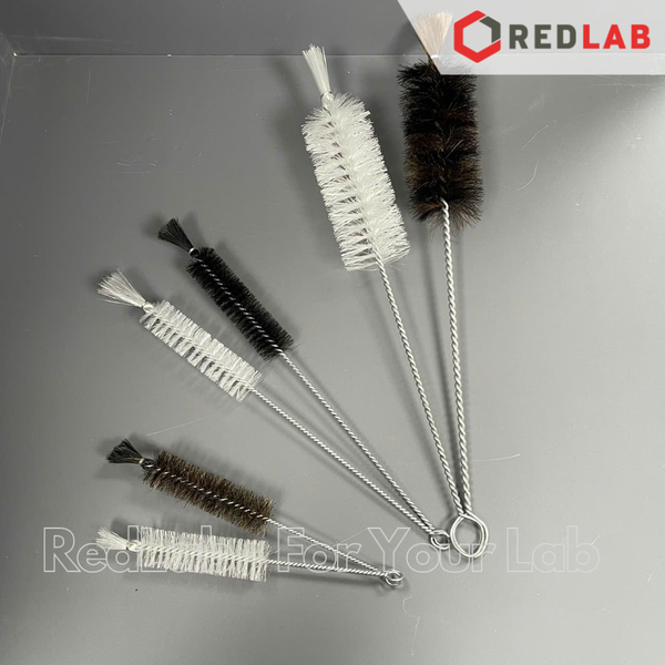 Chổi rửa dụng cụ thí nghiệm 20 30 40 cm trắng / đen, cọ rửa ống nghiệm, ống đong, cốc, chai, bình phòng lab, có VAT