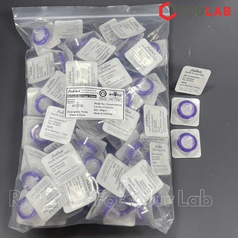 Đầu lọc Syringe Nylon tiệt trùng, đường kính 33mm, lỗ lọc 0.22µm và 0.45µm Finetech Nylon033S022I và Nylon033S045I, có VAT