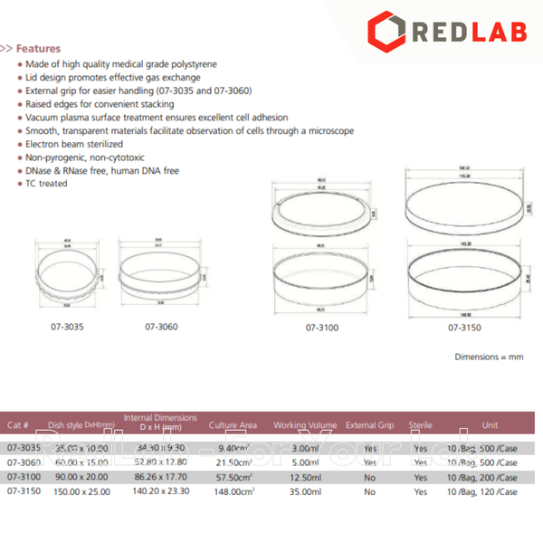 Đĩa nuôi cấy tế bào 60x10mm BIOLOGIX 07-3060 Bulk sterile, nhựa PS, có VAT