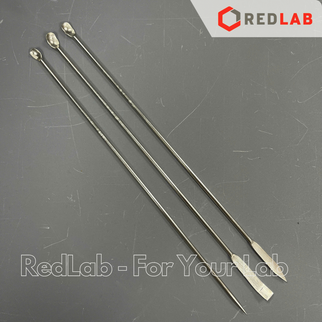 Bộ 3 thìa xúc hóa chất micro inox ONELAB dài 22cm đầu tròn, nhọn, dẹt, thìa cân, muỗng múc mẫu thí nghiệm, có VAT