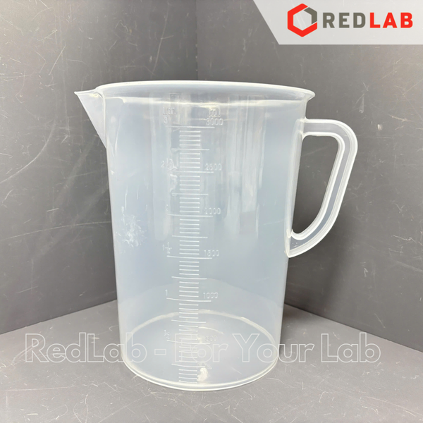 Ca nhựa Education có quai vạch nổi trắng ONELAB 100 250 500 1000 2000 3000 5000 ml, cốc đong thí nghiệm, có VAT