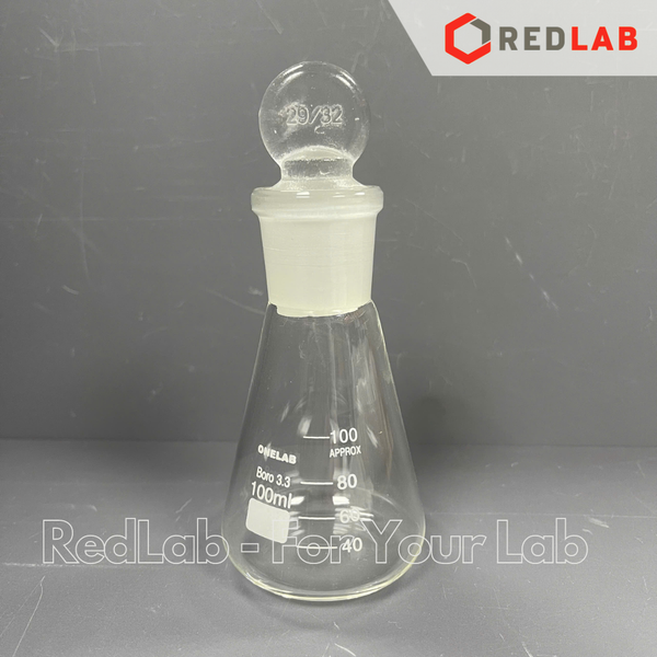 Bình tam giác có nút ONELAB 50 100 250 500 1000ml, erlen cổ nhám, nắp mài thuỷ tinh, đựng mẫu thí nghiệm, có VAT