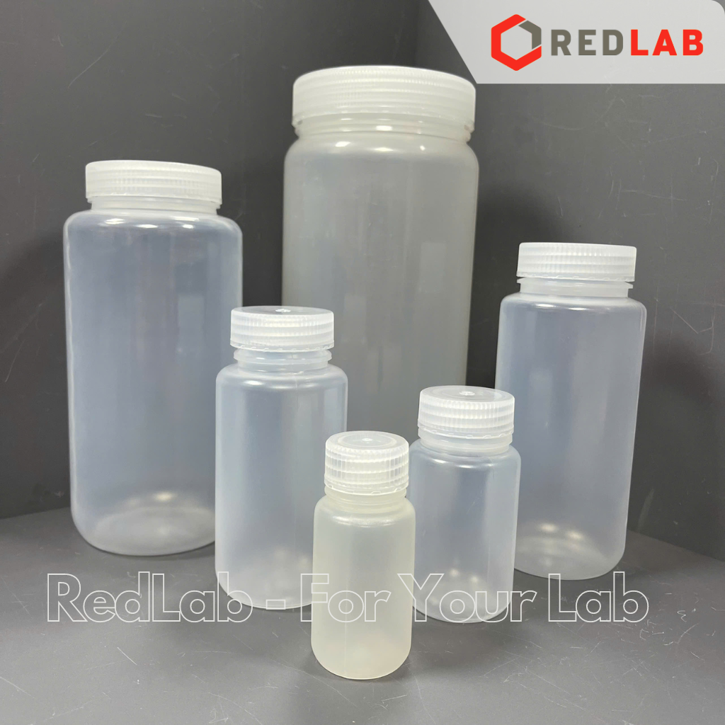 Chai nhựa PP trắng miệng rộng ONELAB 30 60 125 250 500 ml 1 2 L, chịu nhiệt tối đa 140°C, đựng mẫu thí nghiệm, có VAT