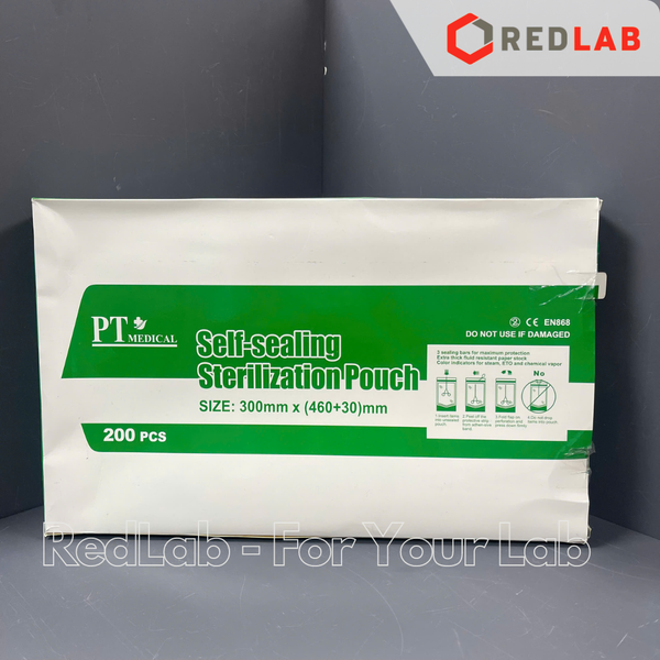 Túi hấp autoclave cắt sẵn tự dán PT Medical 5.7x10 9x23 13.5x25.5 19x33 25x37 30x46 +3 cm (hộp 200 cái), có VAT