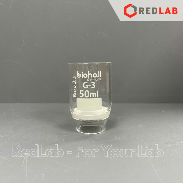 Cốc lọc xốp BIOHALL Class A 15 30 50 ml, Porosity G3 / G4, thủy tinh boro 3.3, có VAT