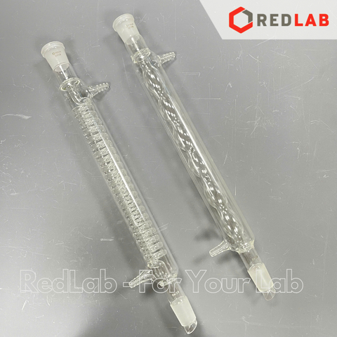 Ống sinh hàn thẳng, bóng, xoắn GENLAB 300mm, 2 cổ nhám 24/29 hoặc 29/32, dùng trong thí nghiệm chưng cất, ngưng tụ, có VAT