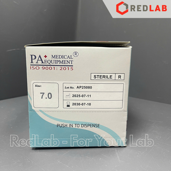 [Hộp 50 đôi] Găng tay cao su latex Sterilized in pairs Không bột PA Gloves size 6.5 7.0 7.5 8.0 dùng trong thí nghiệm, có VAT