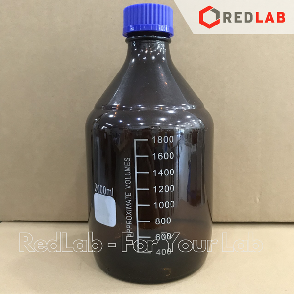 Chai Nâu nắp vặn xanh GENLAB 50 100 250 500 1000 ml - GL45, chai thuỷ tinh soda-lime, đựng mẫu thí nghiệm kị sáng, có VAT