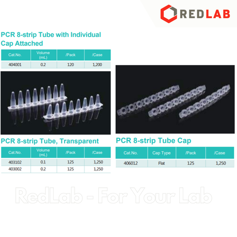 [125 trips+125 caps] Tuýp PCR 8-strip 0.2ml + Nắp cho tuýp PCR 8-strip cap NEST 403002 + 406012, có VAT