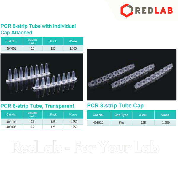 [125 trips+125 caps] Tuýp PCR 8-strip 0.1ml + Nắp cho tuýp PCR 8-strip cap NEST 403102 + 406012, có VAT