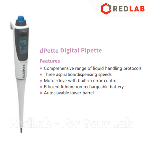 Micropipette điện tử 100-1000μl, BIOLOGIX dPette, chức năng tự hút xả, khuấy trộn, hiển thị số điện tử, có VAT - redlab