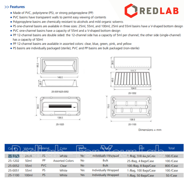 Đĩa V đựng mẫu cho Micropipet BIOLOGIX 25 55 100 ml, Individually sterile, nhựa PS trắng, có VAT