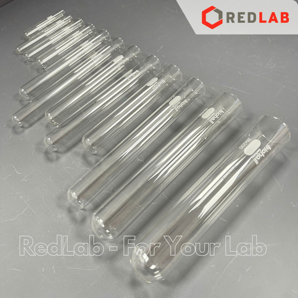 Ống nghiệm trơn không vành BIOHALL Ø 12 13 16 18 20 25 30 32 38 mm, thuỷ tinh boro 3.3 chịu nhiệt, in logo, có VAT