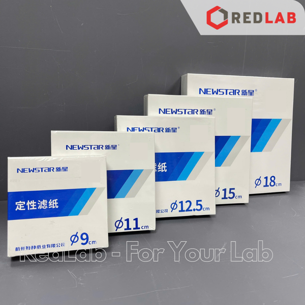 Giấy lọc định tính NewStar Ø 7 9 11 12.5 15 18 cm, loại 101 102 103, chảy nhanh / trung bình / chậm (hộp 100 tờ) có VAT
