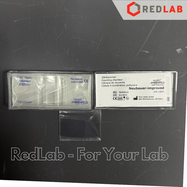 Buồng đếm tế bào thủy tinh Neubauer improved (cải tiến) Không tráng bạc (dark lines) MARIENFELD 0640010, có VAT