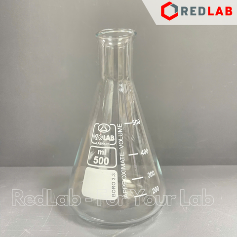 Bình tam giác cổ hẹp ISOLAB 50 100 250 500 ml 1L 2L, narrow neck erlenmeyer thuỷ tinh boro 3.3, có VAT