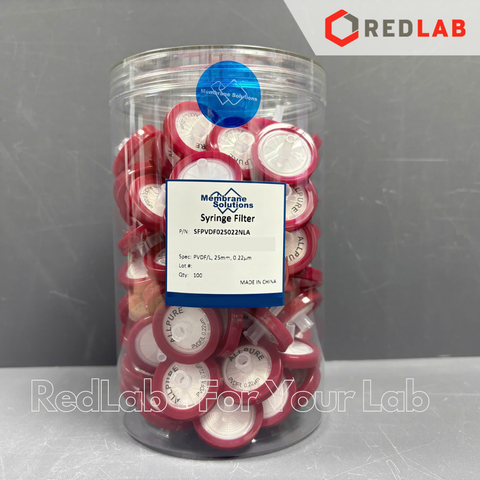 Đầu lọc sắc ký PVDF ưa nước MEMBRANE SOLUTIONS 25mm lỗ lọc 0.22um / 0.45um, hydrophilic syringe filter, có VAT