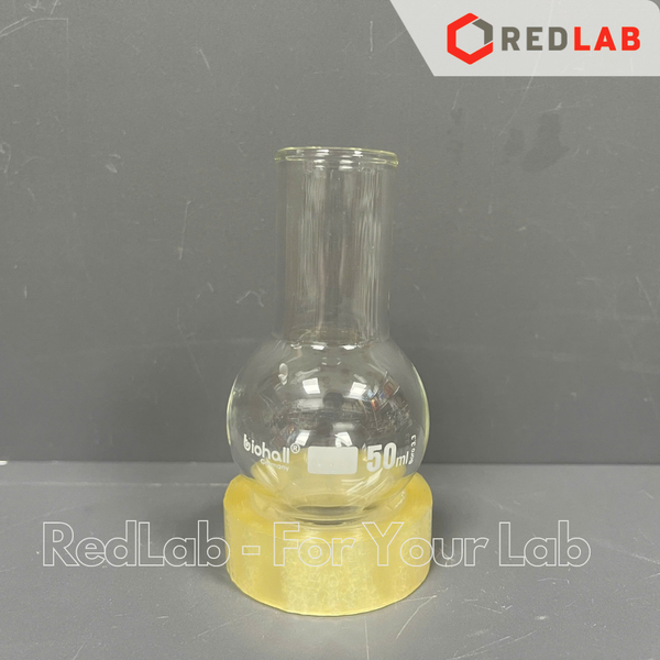 Bình cầu đáy tròn cổ trơn BIOHALL 50 100 250 500 ml 1L 2L 3L 5L 10L 20L, mark trắng, có VAT