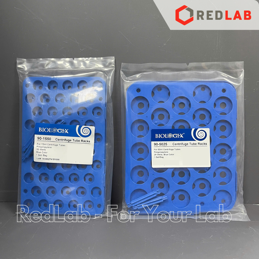 Giá đựng ống ly tâm 15ml / 50ml BIOLOGIX (giá đỡ ống falcon 25 / 50 vị trí) nhựa PP, có thể tháo lắp, có VAT