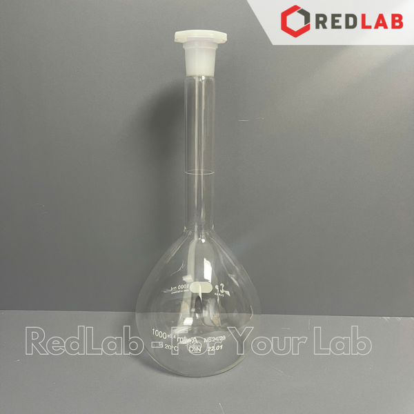 Bình định mức trắng DURAN Class A 10 20 25 50 100 200 250 500 1000 2000 ml, nút nhựa, Volumetric flask, có VAT