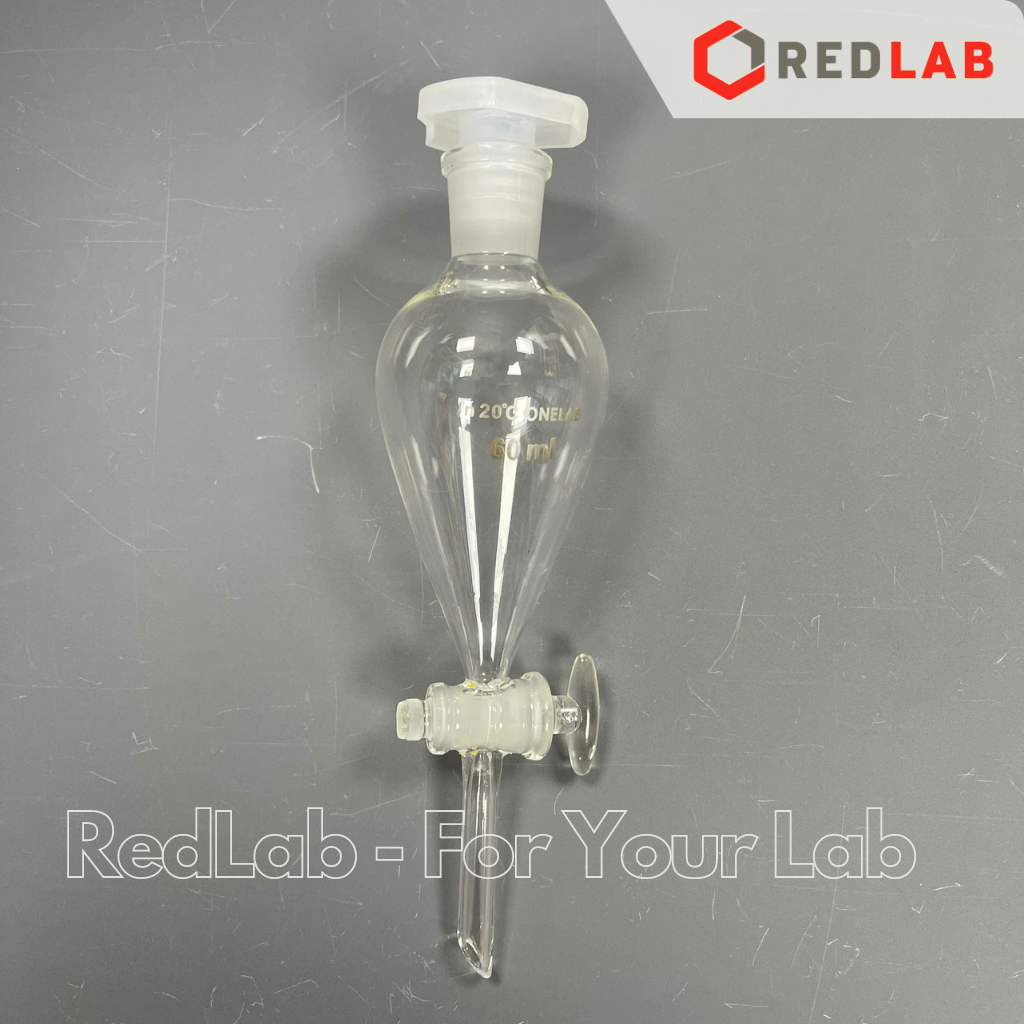 Phễu chiết quả lê khoá thủy tinh ONELAB trơn 60 125 250 500 1000 ml, bình lắng gạn thủy tinh thí nghiệm, có VAT
