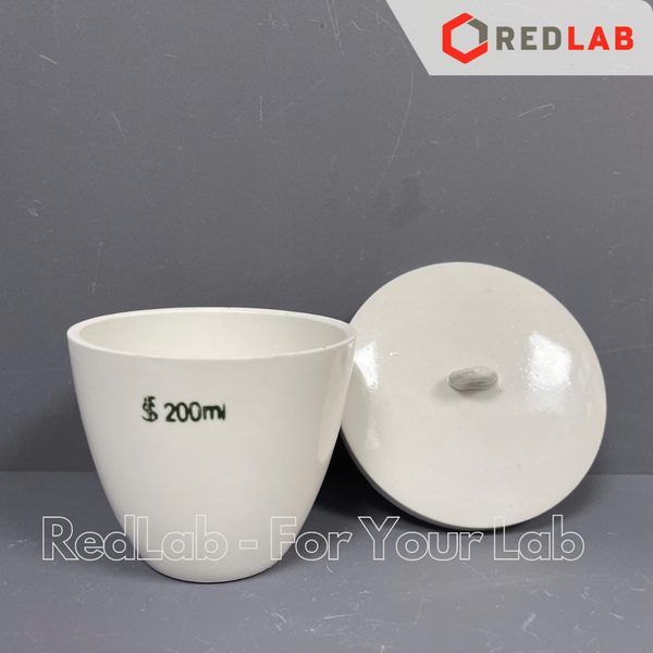 Chén nung sứ có nắp ONELAB Ø 30 40 50 100 200 300 ml, chịu nhiệt, dùng nung đốt mẫu thí nghiệm, có VAT