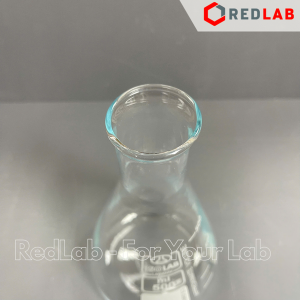 Bình tam giác cổ hẹp ISOLAB 50 100 250 500 ml 1L 2L, narrow neck erlenmeyer thuỷ tinh boro 3.3, có VAT