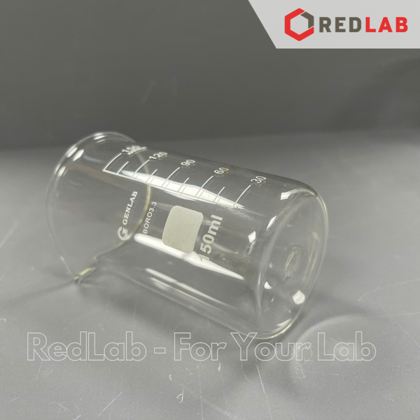 Cốc đốt thủy tinh Cao thành GENLAB 150 250 400 600 ml, beaker thí nghiệm có mỏ, chịu nhiệt, có VAT