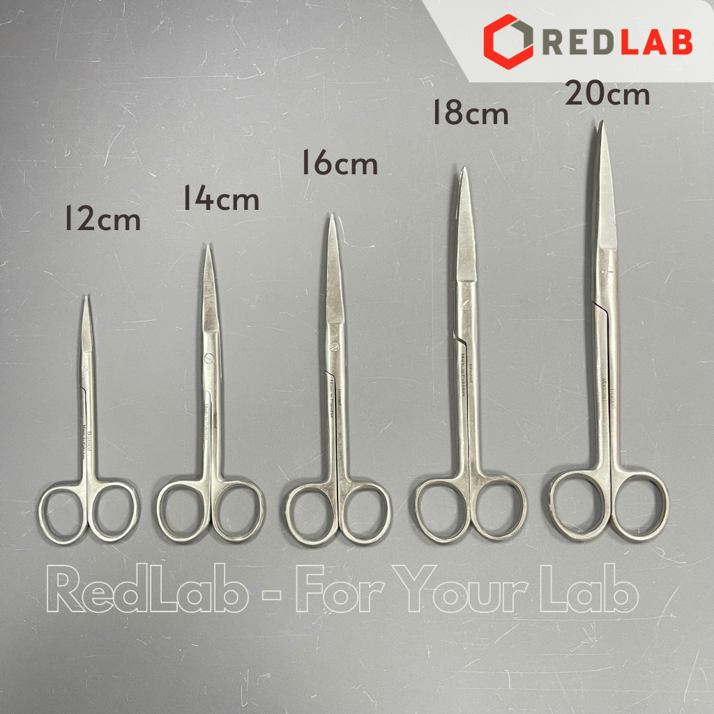Kéo thẳng 2 đầu nhọn Pakistan 12 14 16 18 20 cm, dùng trong lab thí nghiệm, có VAT