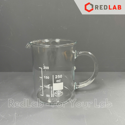 Cốc thuỷ tinh có tay cầm SIMAX 250 400 600 1000 ml, cốc đốt có quai có mỏ, chia vạch trắng, có VAT