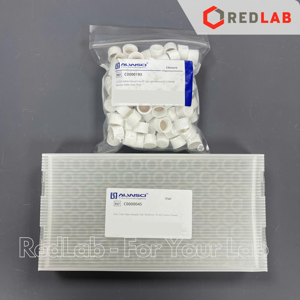 [Bộ 100 cái] ALWSCI Chai thủy tinh vial 5ML 18x40mm trắng / nâu + Nắp vặn kín nhựa PP 15-425, septa 2mm PTFE / silicone