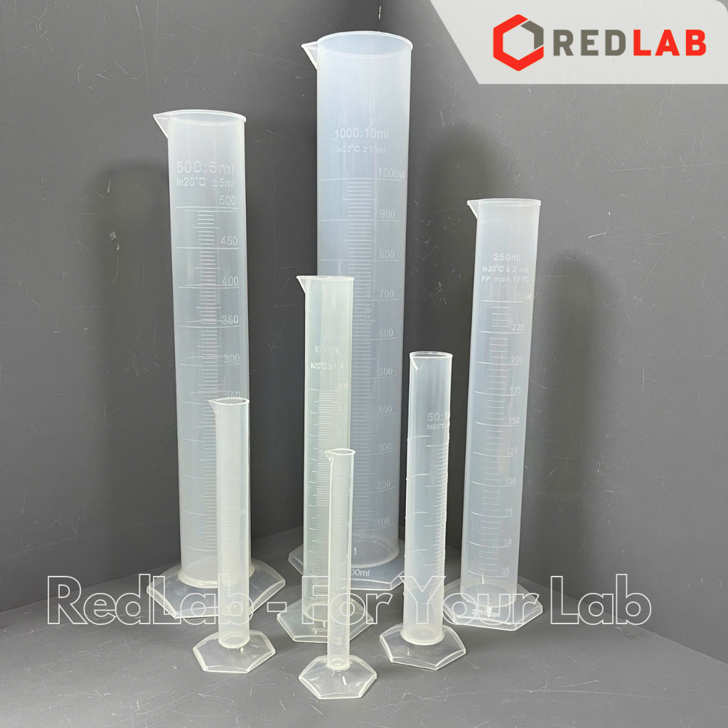 Ống đong nhựa PP vạch nổi trắng ONELAB 10 25 50 100 250 500 1000 2000 ml, đáy lục giác, chịu nhiệt, có VAT