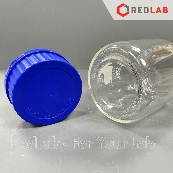 Chai trung tính trắng Miệng rộng nắp vặn xanh GL80 GlassTAO 500 2000 ml, đựng mẫu thí nghiệm, có VAT