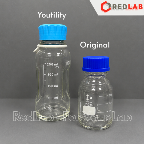 Chai trung tính YOUTILITY trắng DURAN 100 250 500 1000 ml, thuỷ tinh borosilicate 3.3 chịu nhiệt, nắp nhựa PP, có VAT