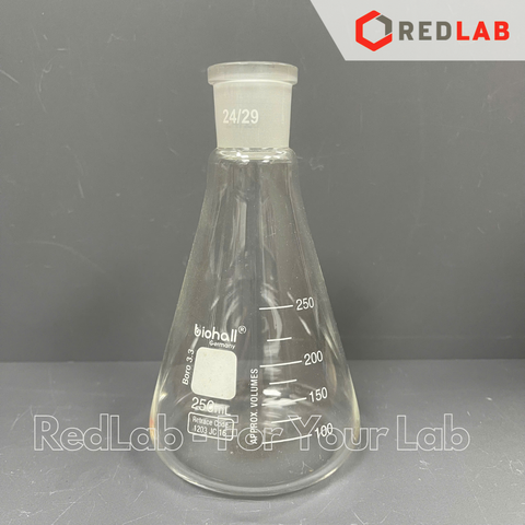 Bình tam giác thủy tinh cổ nhám BIOHALL 25 50 100 150 200 250 300 500 1000 ML - NS 14/23 19/26 24/29 29/32 34/35, có VAT