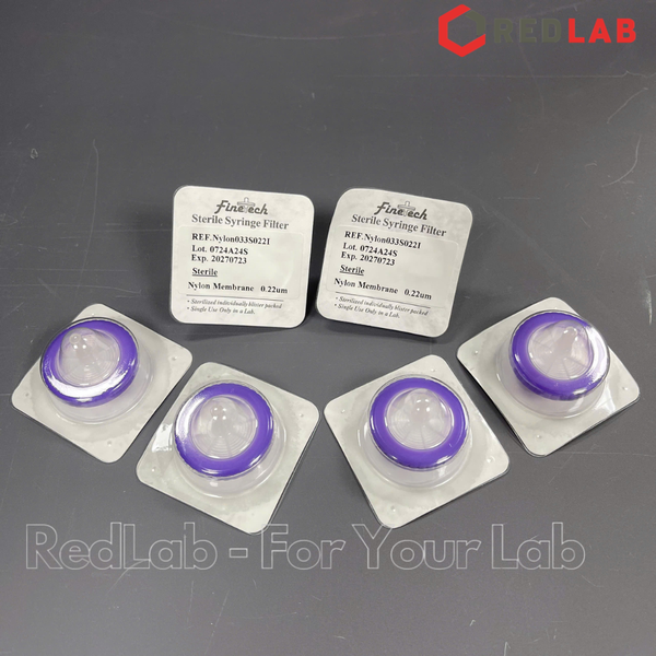 Đầu lọc Syringe Nylon tiệt trùng, đường kính 33mm, lỗ lọc 0.22µm và 0.45µm Finetech Nylon033S022I và Nylon033S045I, có VAT