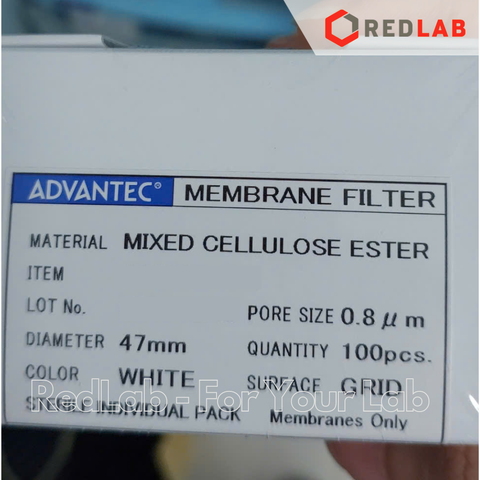 Màng lọc vi sinh MCE Ø 47mm 0.8um ADVANTEC A080H047A kẻ sọc, tiệt trùng từng tờ (hộp 100 tờ) có VAT