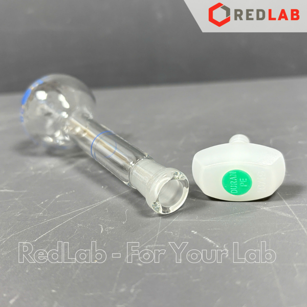 Bình định mức trắng DURAN Class A chữ xanh 10 20 25 50 100 200 250 500 1000 2000 ml, nút nhựa, Volumetric flask, có VAT