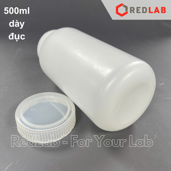 Chai nhựa PP trắng miệng rộng ONELAB 30 60 125 250 500 ml 1 2 L, chịu nhiệt tối đa 140°C, đựng mẫu thí nghiệm, có VAT