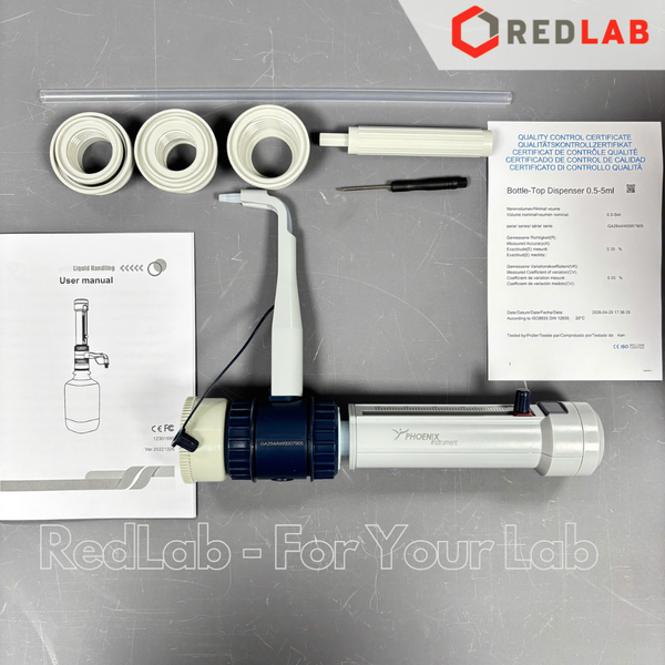 Dispenser PHOENIX Instrument 0.5-5 1-10 2.5-25 5-50 ml, bơm định lượng và phân phối mẫu thí nghiệm, có VAT