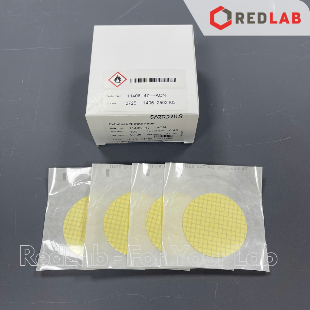Màng lọc vi sinh Cellulose Nitrate (CN) SARTORIUS Ø 47mm lỗ lọc 0.2um / 0.45um kẻ sọc, Individually sterile (hộp 100 tờ) có VAT